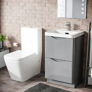 Nes Home Merton Freestanding Vanity Basin Unit Square Rimless Close Coupled Toilet