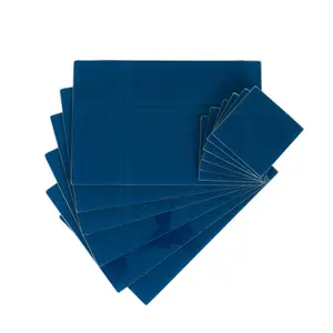 Harbour Housewares - Glass Placemats & Square Coasters Set - 30cm x 20cm - Hague Blue - 12pc