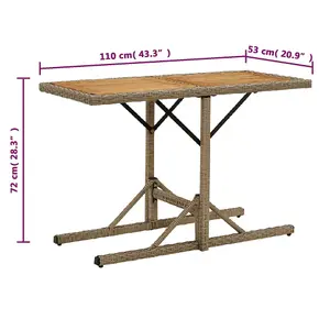 Berkfield Garden Table Beige Solid Wood Acacia and Poly Rattan