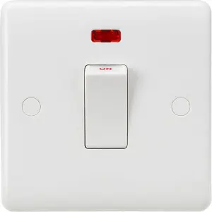 MLA Knightsbridge Curved Edge 45A 1 Gang DP Switch With Neon (White Rocker)