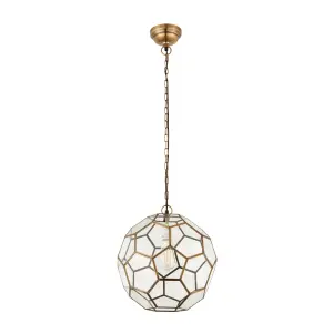 Anson Lighting Ryecroft Antique Brass and Clear Glass Single Light Ceiling Pendant