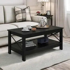 O'Kean 4 Legs Coffee Table with Storage Black / Black