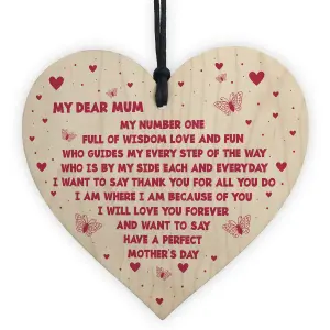 Red Ocean Novelty Mothers Day Gifts For Mum Wooden Heart Keepsake Gift From Daughter Son