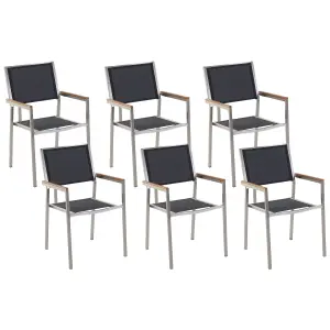 Set of 6 Garden Chairs GROSSETO Stainless Steel Black