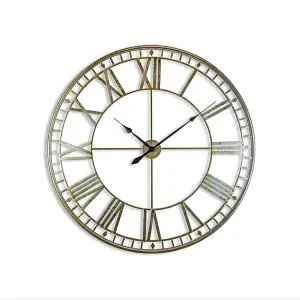 Life Interiors Modern Large Silver Skeleton Clock