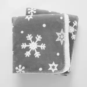 Dreamscene Snowflake Xmas Sherpa Fleece Blanket Soft Large Throw Over Cosy Grey