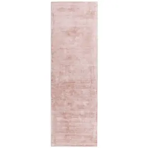 Pink Handmade , Luxurious , Modern , Plain Easy to Clean Viscose Rug for Living Room, Bedroom - 66 X 240 (Runner)