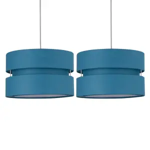 First Choice Lighting Pair of Teal Layered Easy Fit Light Shades