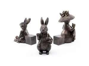 Beatrix Potter Bronze Benjamin Bunny Plant Pot Feet - Set of 3 - L6 x W7 x H11 cm