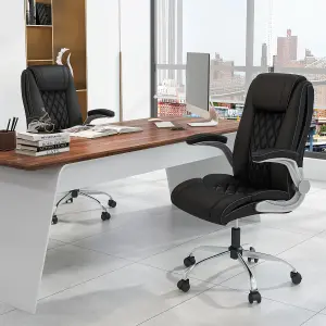 COSTWAY Swivel PU Leather Office Chair with Adjustable Height