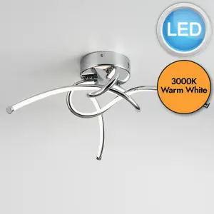 First Choice Lighting Twist Chrome LED Flush Ceiling Light