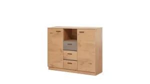 Effect Chest of Drawers in Oak Lancelot - W1300mm H1050mm D420mm, Natural and Elegant