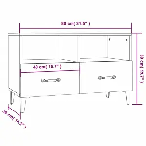 vidaXL TV Cabinet Smoked Oak 80x36x50 cm Engineered Wood