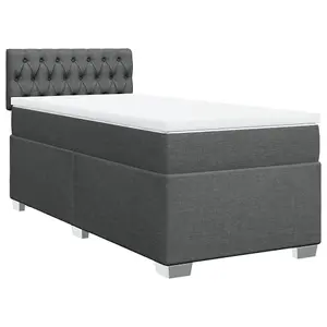 Berkfield Box Spring Bed with Mattress Dark Grey 90x200 cm Fabric