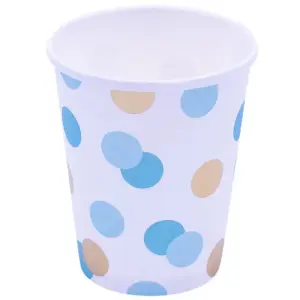 Qualatex Paper Dotted 250ml Party Cup (Pack of 8) Blue/Gold/White (One Size)