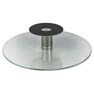 URBNLIVING 30cm Diameter Glass & Metal Lazy Susan Footed Pastry Serving Plate Rotating Dish Food