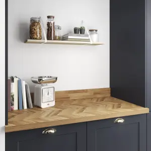 GoodHome Orin Chevron Matt Solid oak Upstand (L)3000mm