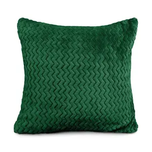 Moneeba Snug Soft Chevron Patterned Mink Moda Plush Cushion Emerald / 56cm x 56cm