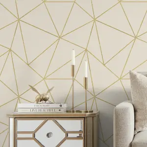 Zara Wallpaper In Cream And Gold