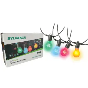 Sylvania YourHome Coloured 12 Bulb Outdoor Extendable Festoon String Light Kit - 9m (Bulbs Included)