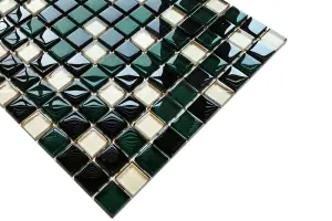 Glass mosaic on mesh for bathroom or kitchen 300mm x 300mm - Green relax