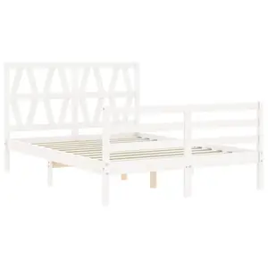 Berkfield Bed Frame with Headboard White 140x200 cm Solid Wood