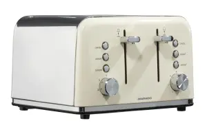 Daewoo Cream Kensington Matching Toaster and Kettle Set 1.7 Litre Rapid Boil 4 Slice Retro SDA2449GE Combo Stainless Steel