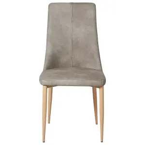 Set of 2 Dining Chairs CLAYTON Faux Leather Light Grey