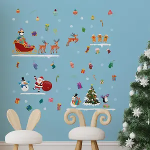 Christmas Day Colourful Cartoon Stickers Set Wall Stickers Wall Art, DIY Art, Home Decorations, Decals