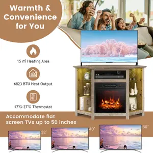 Costway Fireplace TV Stand for TVs up to 50 Inches Electric Fireplace Insert LED Lights