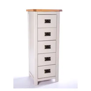 Argenta 5 Drawer Narrow Chest of Drawers Bras Drop Handle