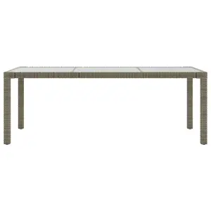 Berkfield Garden Table Grey 190x90x75 cm Tempered Glass and Poly Rattan