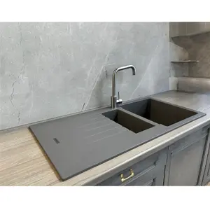 Liquida LG150GR 1.5 Bowl Granite Reversible Inset Grey Kitchen Sink With Waste