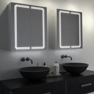 Sensio Harlow Wall-mounted Illuminated Mirrored Bathroom Cabinet with shaver socket (W)600mm (H)700mm