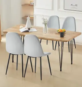 Hallowood Furniture Cullompton Large Dining Table 160cm with 4 Silver Grey Chairs