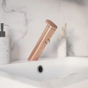 GoodHome Nyasa Medium Copper effect Round Basin Mono mixer Tap