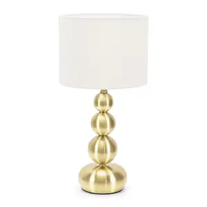 ValueLights Marissa Gold Stacked Ball Bedside Light Table Lamp with Drum Shade