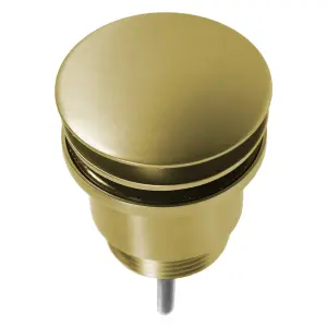 SPARES2GO Clicker Basin Waste Plug 1 1/4" 60mm Click Clack Bathroom Sink Pop Up Push Dome (Brushed Brass)