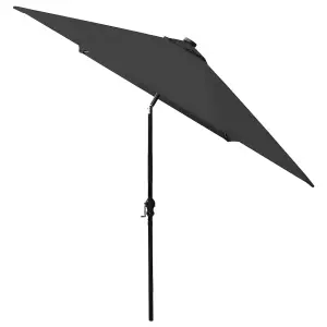 Berkfield Parasol with LEDs and Steel Pole Black 2x3 m