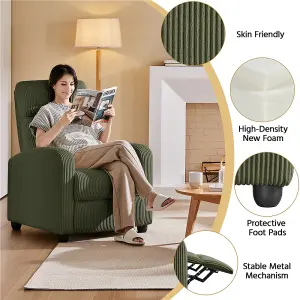 Yaheetech Dark Green Upholstered Recliner Chair with Pocket Spring