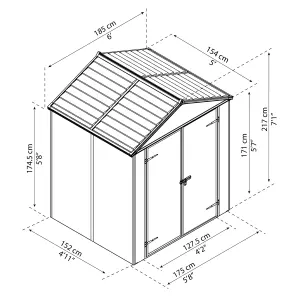 Palram - Canopia Abri de jardin Apex Dark grey Plastic 2 door Shed with floor