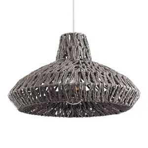 ValueLights Hamilton Natural Woven Grey Ceiling Pendant Light Shade Weave Rope Lampshade