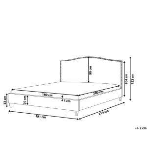 Fabric EU Super King Bed White LED Grey MONTPELLIER