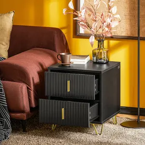 Aldea 2 Drawer Bedside Table Black