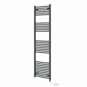 Rinse Bathrooms Electric Heated Towel Rail Curved Anthracite Bathroom Towel Radiator 1800x500mm - 800W