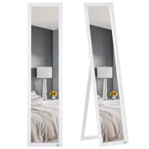 HOMCOM Full Length Mirror, Floor Standing or Wall-Mounted Long Mirror, White