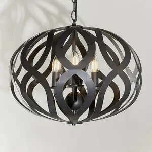 Hanging Ceiling Pendant Light Antique Brushed Bronze 3 Bulb Modern Table Feature