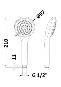 Round Easy Clean Single Function Shower Handset - Chrome