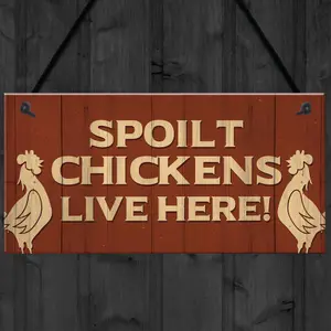 Red Ocean Novelty Chicken Coop Hanging Sign Chicken Sign Gift Novelty Garden Decor Signs