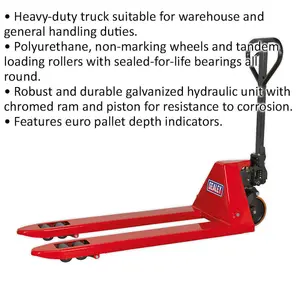 2200kg Heavy Duty Pallet Truck with Durable Forks - Ideal for Warehouse Use